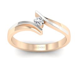 Pierścionek z brylantem z różowego złota 585 - p16146cb
