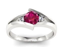 Pierścionek z rubinem i brylantami złoto 585 - p16149br