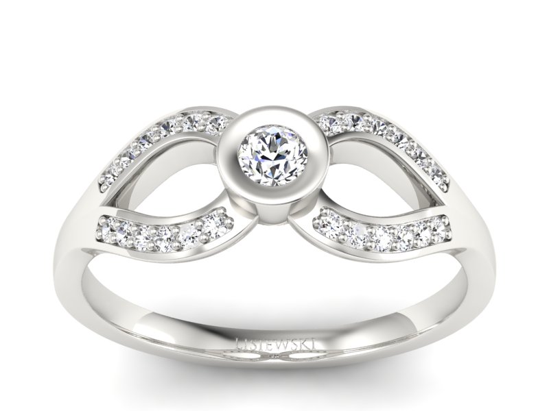 Złoty pierścionek z brylantami białe złoto - p16153b - 1