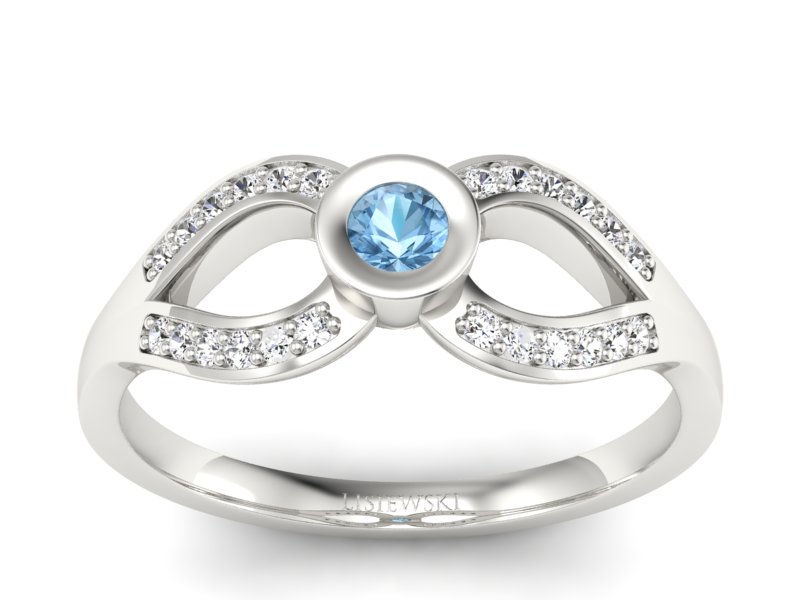 Pierścionek z topazem i brylantami białe złoto - p16153ba - 1