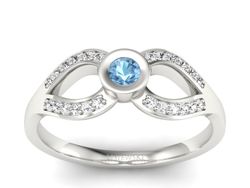 Pierścionek z topazem i brylantami białe złoto - p16153ba