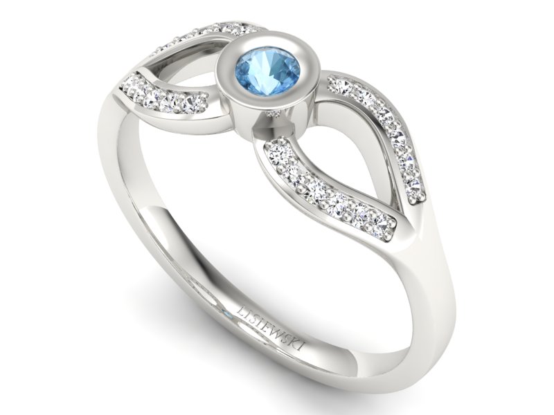 Pierścionek z topazem i brylantami białe złoto - p16153ba - 3