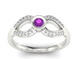 Złoty pierścionek z ametystem i brylantami - p16153bat
