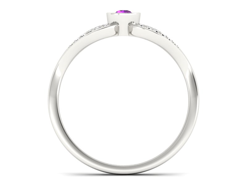 Złoty pierścionek z ametystem i brylantami - p16153bat - 2