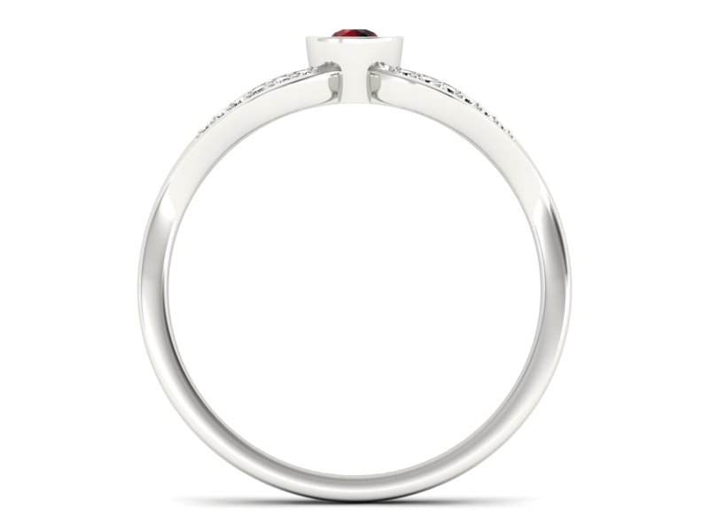 Pierścionek z granatem i brylantami białe złoto - p16153bgr - 2
