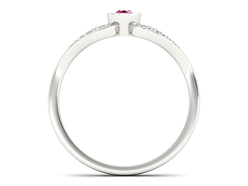 Pierścionek z rubinem i brylantami białe złoto - p16153br - 2