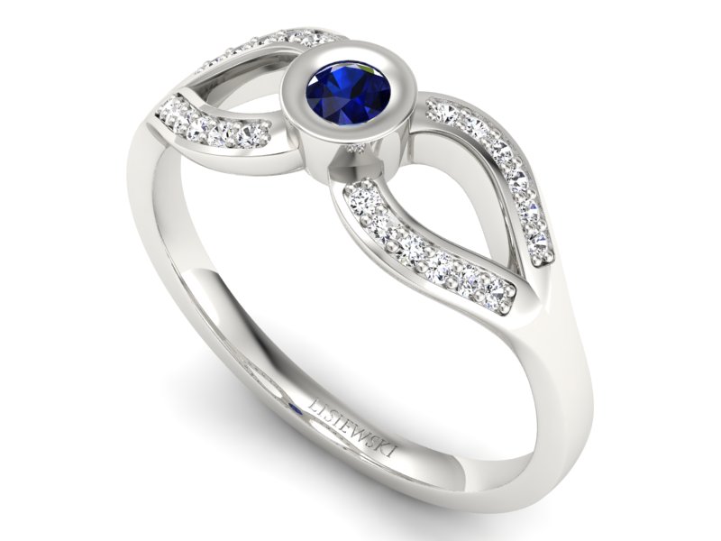 Złoty pierścionek ze spinelem i brylantami - p16153bsp - 3