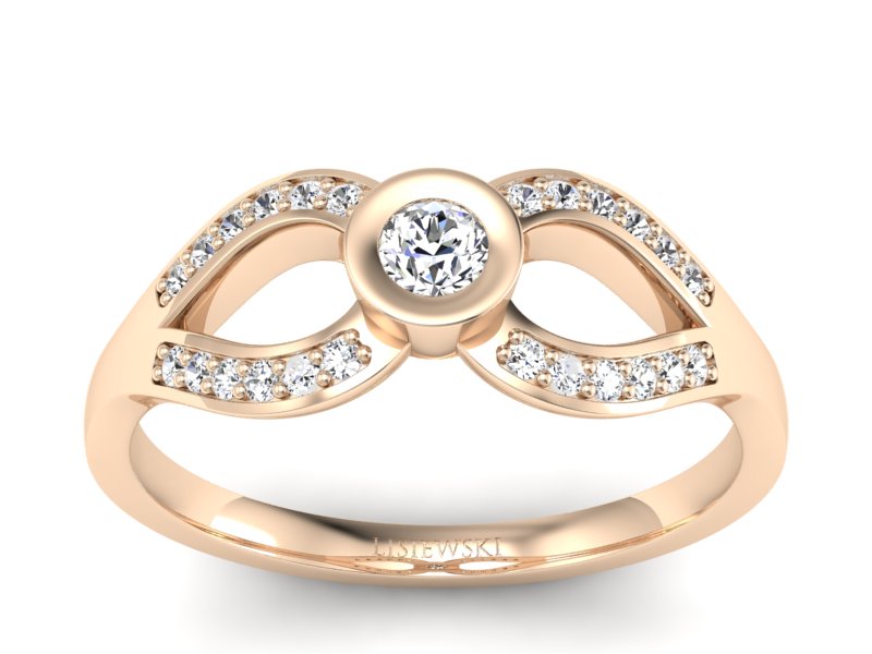 Złoty pierścionek z brylantami różowe złoto - p16153c - 1