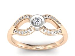 Pierścionek z brylantami białe różowe złoto - p16153cb