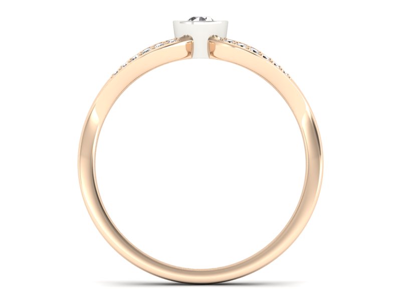 Pierścionek z brylantami białe różowe złoto - p16153cb - 2