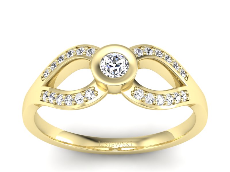 Złoty pierścionek z brylantami żółte złoto - p16153z - 1