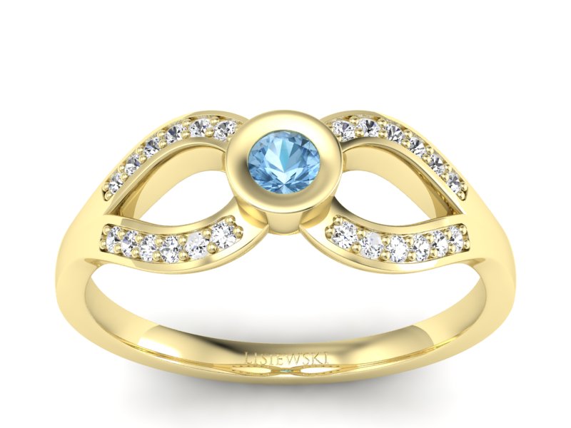 Złoty pierścionek z topazem i brylantami - p16153za - 1