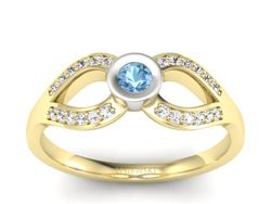 Złoty pierścionek z topazem i brylantami - p16153zba