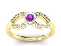 Pierścionek z ametystem i brylantami - p16153zbat