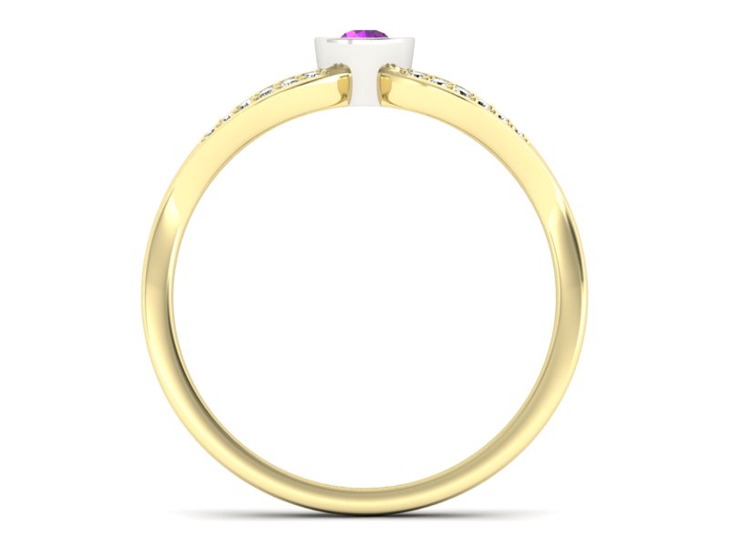 Pierścionek z ametystem i brylantami - p16153zbat - 2