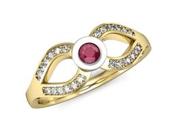 Pierścionek z rubinem i diamentami złoto 585 - p16153zbr