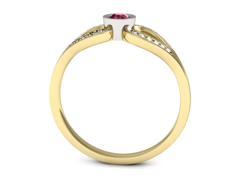 Pierścionek z rubinem i diamentami złoto 585 - p16153zbr - 3