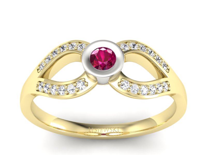 Pierścionek z rubinem i diamentami - p16153zbr - 1