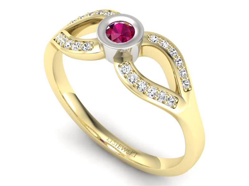 Pierścionek z rubinem i diamentami - p16153zbr - 3