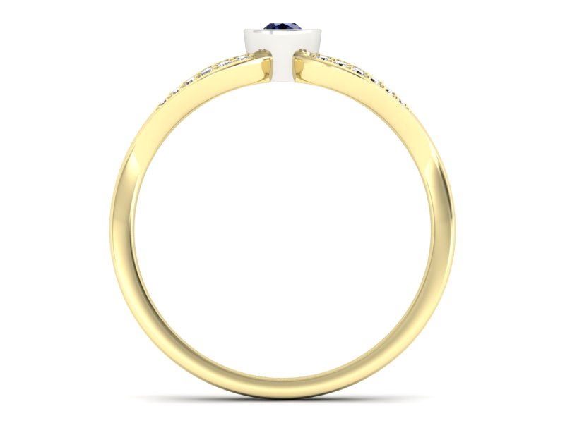 Złoty pierścionek z szafirem i brylantami - p16153zbsz - 2
