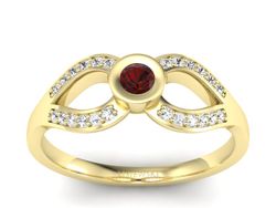 Złoty pierścionek z granatem i brylantami - p16153zgr