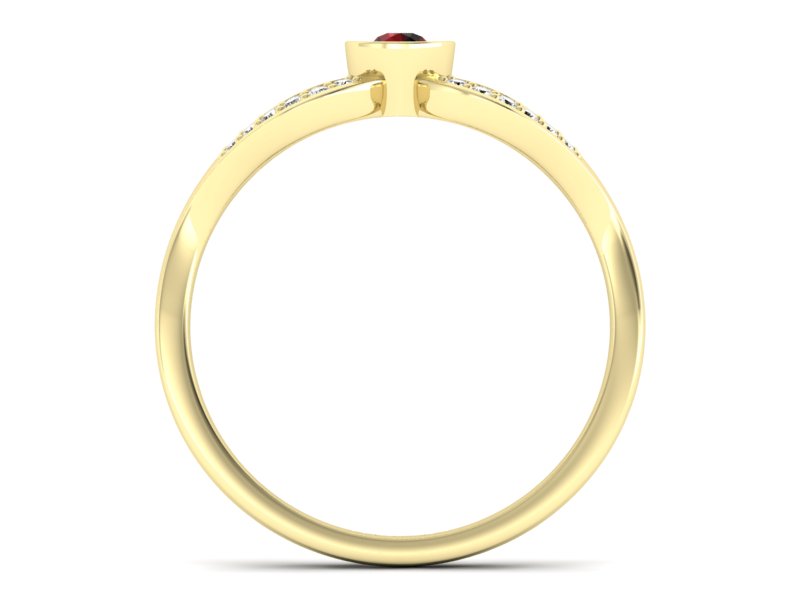 Złoty pierścionek z granatem i brylantami - p16153zgr - 2