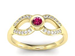 Pierścionek zaręczynowy z rubinem i brylantami - p16153zr