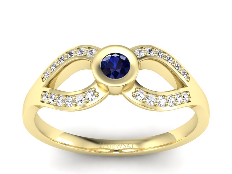 Pierścionek ze spinelem i diamentami żółte złoto - p16153zsp - 1