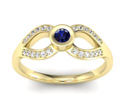 Złoty pierścionek z szafirem i brylantami - p16153zsz