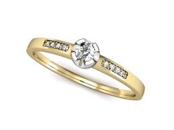 Pierścionek z diamentami żółte i białe złoto 585 - p16154zb