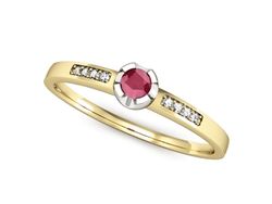 Pierścionek z rubinem i diamentami złoto 585 - p16154zbr