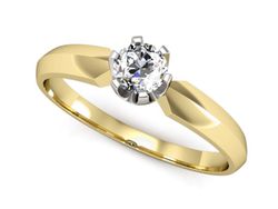 Pierścionek z diamentem żółte i białe złoto 585 - p16158zbV