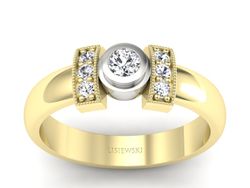 Pierścionek z diamentami żółte i białe złoto 585 - p16161zbP