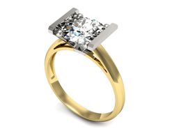 Pierścionek z diamentem żółte i białe złoto 585 - p16162zb