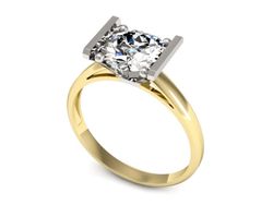 Pierścionek z diamentem żółte i białe złoto 585 - p16163zb
