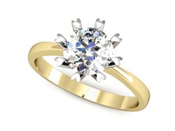 Pierścionek z diamentem żółte i białe złoto 585 - p16164zb