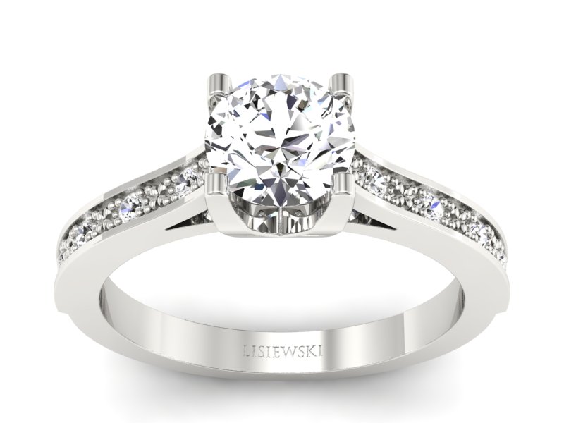 Złoty pierścionek z brylantami białe złoto - p16165b - 1