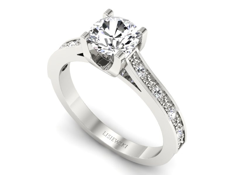 Złoty pierścionek z brylantami białe złoto - p16165b - 3