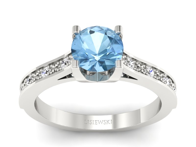 Pierścionek z topazem i brylantami białe złoto - p16165ba - 1