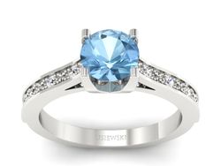 Pierścionek z topazem i brylantami białe złoto - p16165ba