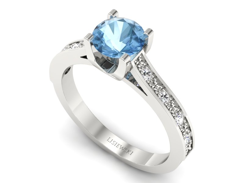 Pierścionek z topazem i brylantami białe złoto - p16165ba - 3