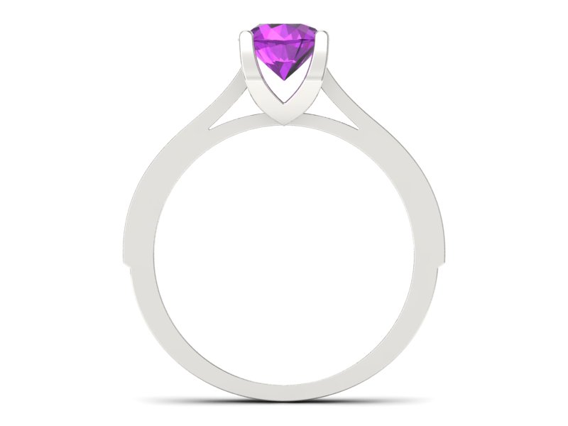 Pierścionek z ametystem i brylantami białe złoto - p16165bam - 2