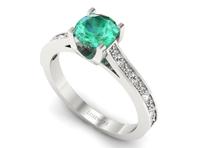 Złoty pierścionek ze szmaragdem i brylantami - p16165bsm - 3