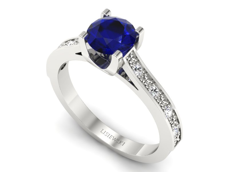 Złoty pierścionek ze spinelem i brylantami - p16165bsp - 3