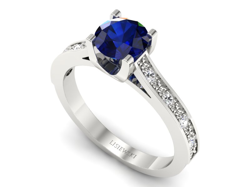 Pierścionek z szafirem i brylantami białe złoto - p16165bsz - 3