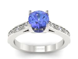 Pierścionek z tanzanitem białe złoto z brylantami - p16165bt