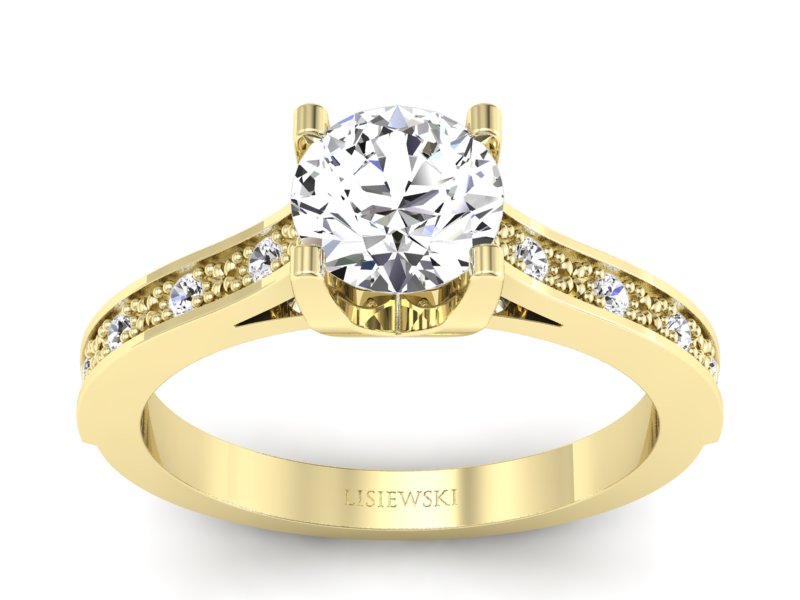 Złoty pierścionek z brylantami żółte złoto - p16165z - 1