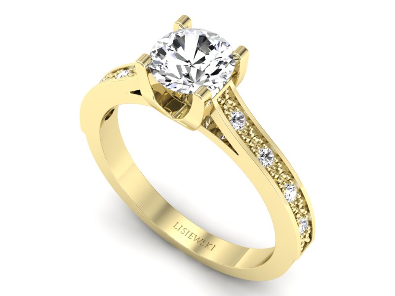 Złoty pierścionek z brylantami żółte złoto - p16165z - 3