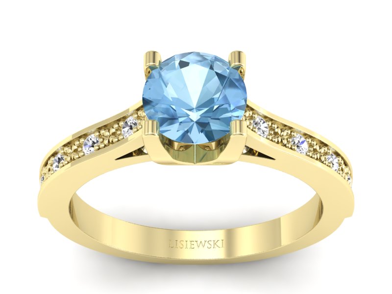 Złoty pierścionek z topazem i brylantami - p16165za - 1