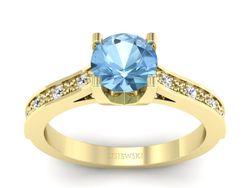 Złoty pierścionek z topazem i brylantami - p16165za